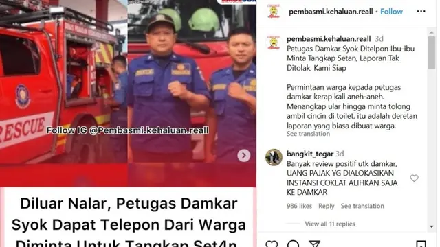 Viral Cerita Petugas Damkar Tak Menolak Permintaan Emak-Enak Buat Mengusir Hantu.