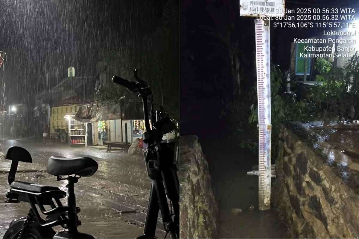 Ketinggian muka air Sungai Riam Kiwa di Desa Pengaron, Kabupaten Banjar kembali meningkat pada Kamis (30/1) dini hari.