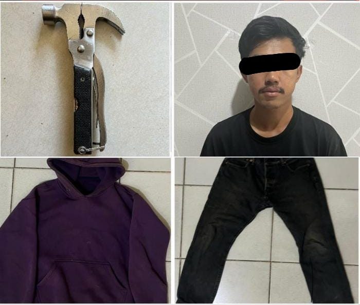 Pelaku saat di amankan Anggota Polres Tanah Bumbu bersama Barang Bukti. foto Istimewa.