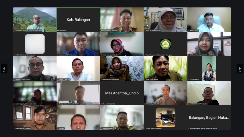 UNUKASE bergabung dalam Zoom Meeting Pemkab Balangan untuk mendukung Program Seribu Sarjana, memperluas akses beasiswa pendidikan bagi warga Balangan.