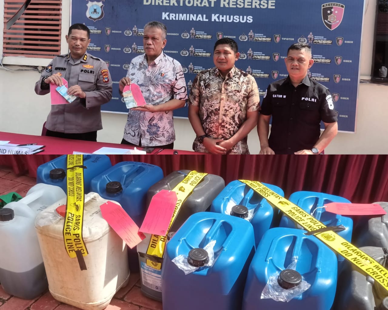 Petugas menyita 355 liter Pertalite dan uang Rp3,6 juta dalam operasi penertiban BBM bersubsidi di SPBU.