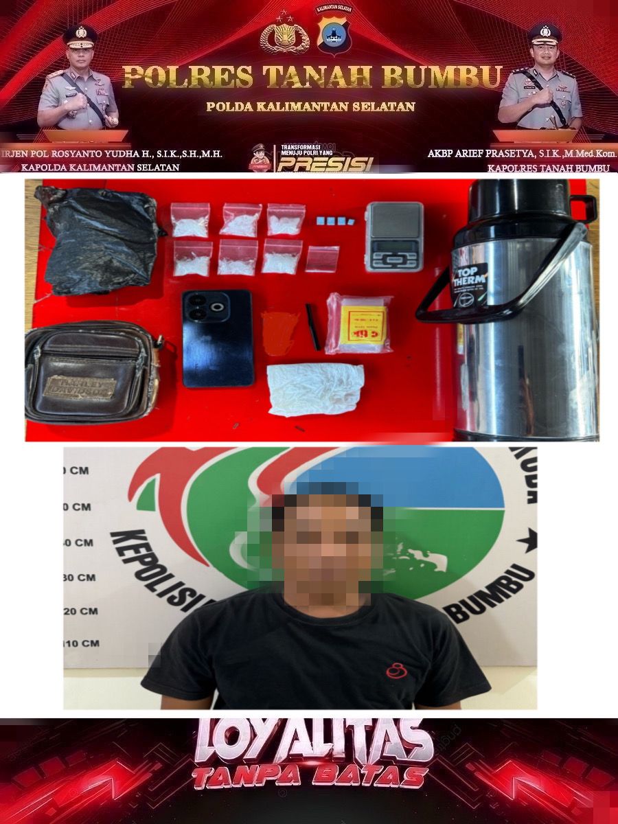 Pelaku bersama barang bukti yang di amankan Polres Tanbu.