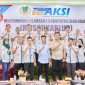 Ketua KONI Tanah Bumbu Adi Haidir Putra bersama jajaran pengurus KONI Tanah Bumbu foto bersama usai Musyawarah Olahraga Kabupaten Luar Biasa (Musorkablub) di Batulicin, Selasa (5/8/2025), dalam rangka persiapan menghadapi Porprov Kalimantan Selatan 2025.