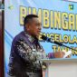 Wabup Tanah Laut memberikan sambutan saat membuka kegiatan Bimbingan Teknis Pengelolaan Arsip Tahun 2025 di Pelaihari, Kamis (6/11/2025).