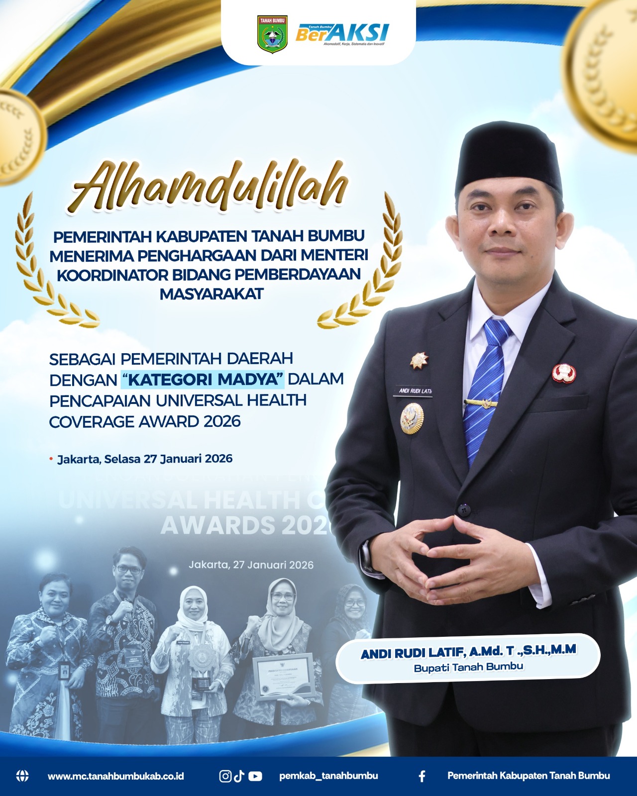 Tanah Bumbu raih UHC Award 2026 kategori Madya berkat kepesertaan JKN tinggi dan komitmen pelayanan kesehatan merata nasional.