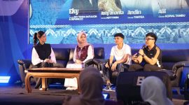 Talkshow Entrepreneur dalam rangka Aksi Inovasi Tanbu 2026 yang digelar di Ruang Terbuka (Samping KFC) Simpang Empat, Kamis (02/04/2026), menghadirkan pengusaha muda lokal sebagai narasumber.