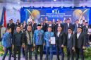 Bupati Tanah Laut Rahmat Trianto menghadiri pelantikan pengurus BPC HIPMI Tanah Laut periode 2026–2029 di Gedung Balairung Tuntung Pandang, Jumat (15/05/2026).