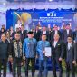 Bupati Tanah Laut Rahmat Trianto menghadiri pelantikan pengurus BPC HIPMI Tanah Laut periode 2026–2029 di Gedung Balairung Tuntung Pandang, Jumat (15/05/2026).