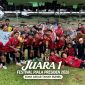 SSB Bunati Putra U12 asal Desa Bunati, Kecamatan Angsana, berpose bersama pelatih, pembina, dan pendukung usai meraih Juara 1 Festival Piala Presiden 2026 Zona Askab Tanah Bumbu di Lapangan Sepak Bola Batulicin, Sabtu (16/05/2026). Tim muda tersebut juga sukses membawa pulang penghargaan Best Goalkeeper.