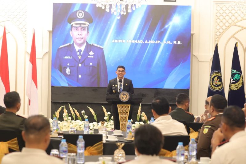 Bupati Tanah Bumbu, Andi Rudi Latif, menyampaikan sambutan pada acara Serah Terima Jabatan dan Pisah Sambut Kepala Lapas Kelas III Batulicin di Batulicin, Rabu (20/05/2026).