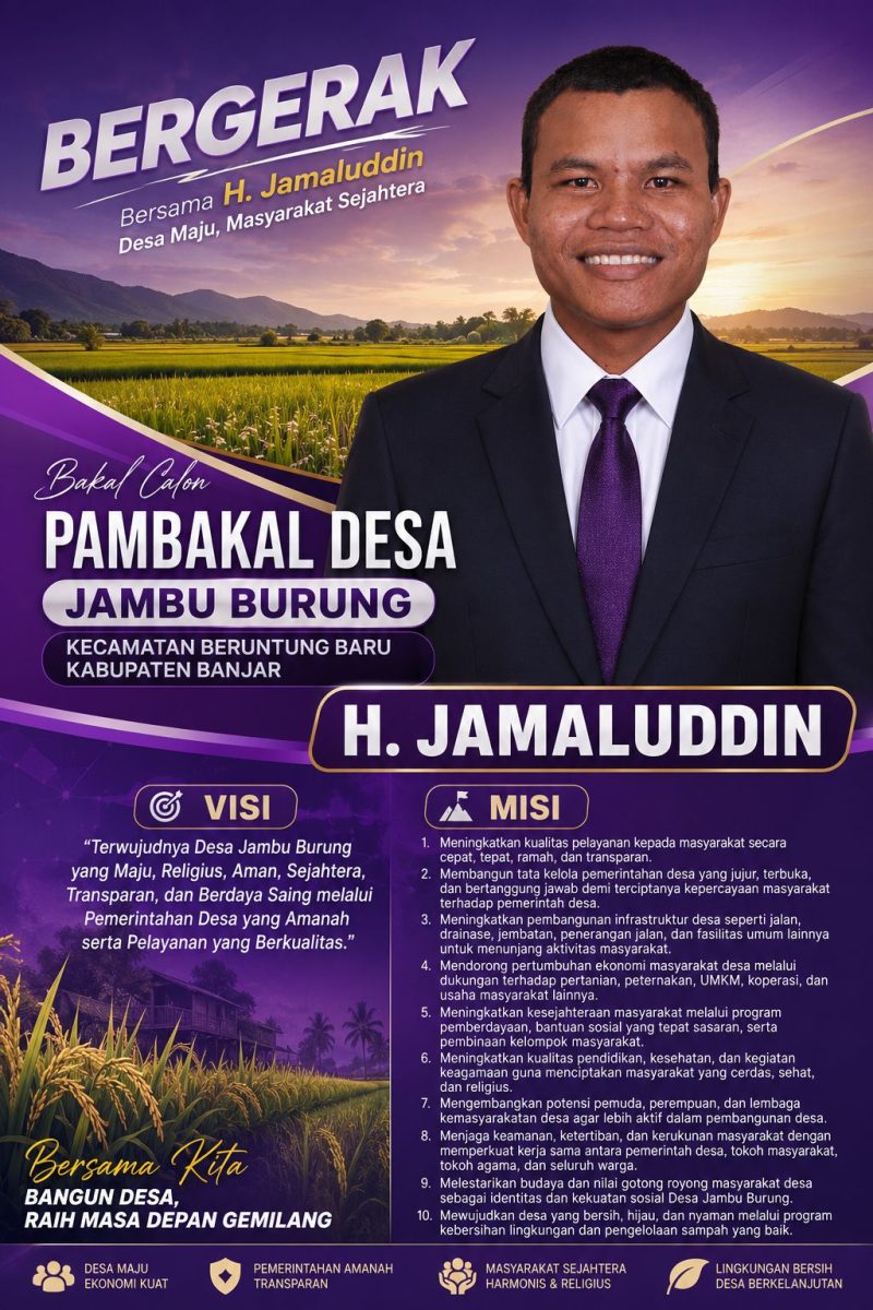 H. Jamaluddin menyatakan kesiapannya untuk maju sebagai Bakal Calon Pembakal Desa Jambu Burung Kecamatan Beruntung Baru, Kabupaten Banjar