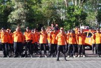 Personel BPBD Kabupaten Tanah Bumbu mengikuti Apel Kesiapsiagaan Menghadapi Bencana Kebakaran Hutan dan Lahan (Karhutla) Provinsi Kalimantan Selatan Tahun 2026 di Banjarbaru, Senin (06/07/2026).