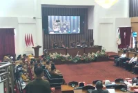 Rapat paripurna DPRD Tanah Bumbu membahas dua Raperda terkait  pemerintahan desa di ruang sidang utama DPRD Tanbu, Selasa (11/08/2026).