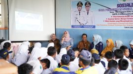 Sosialisasi penggunaan media sosial yang benar yang digelar Gatriwara Tanah Bumbu di SMP Negeri 5 Simpang Empat, Desa Baroqah, Selasa (04/08/2026).