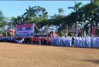 Peserta mengikuti upacara peringatan HUT ke-81 Kemerdekaan Republik Indonesia di Kabupaten Tanah Laut, Senin (17/08/2026).