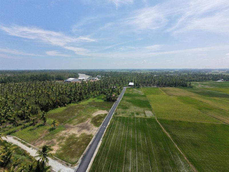 Jalan di Desa Rantau Panjang Hulu, Kecamatan Kusan Hilir, Tanah Bumbu, yang telah diaspal dan kini menunjang mobilitas warga, petani, serta akses menuju sekolah, Senin (31/8/2026).