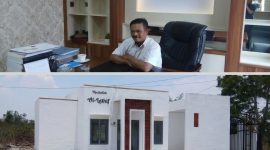 Ketua KPU Tanah Bumbu Puryadi (atas) dan bangunan musala Al-Lathif di area depan Kantor KPU Tanah Bumbu (bawah).