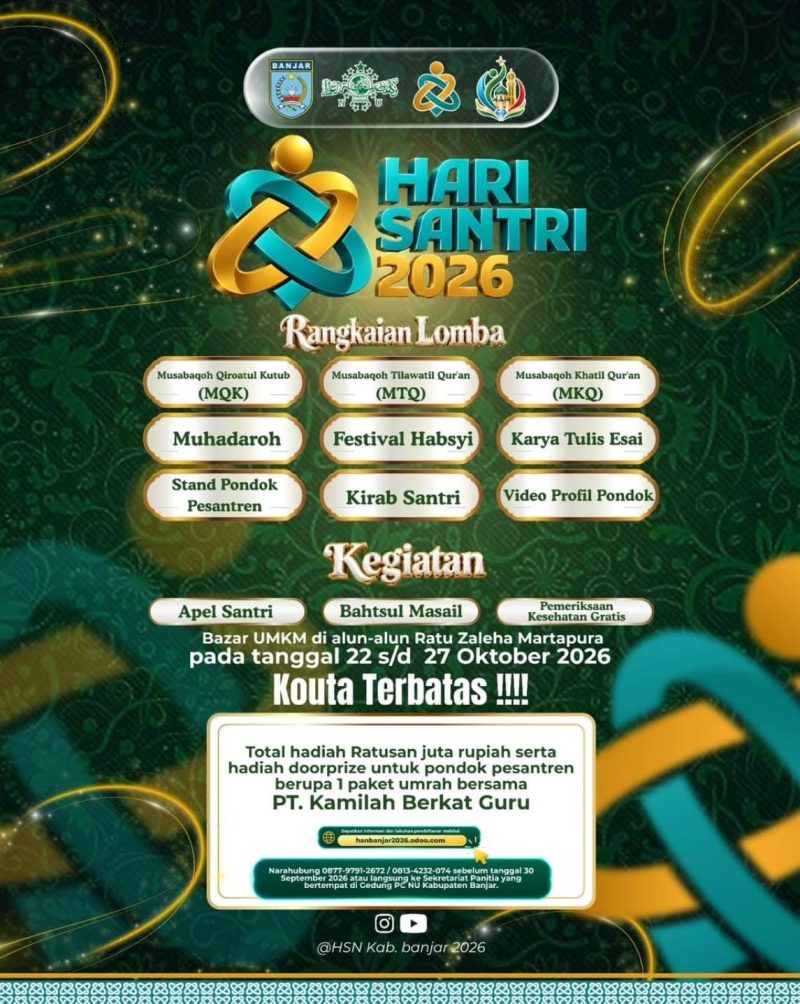 PCNU Kabupaten Banjar menggelar rangkaian kegiatan dalam rangka memperingati Hari Santri Nasional (HSN) 2026